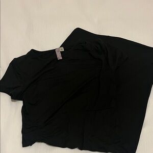 Black T-Shirt and Skirt Set